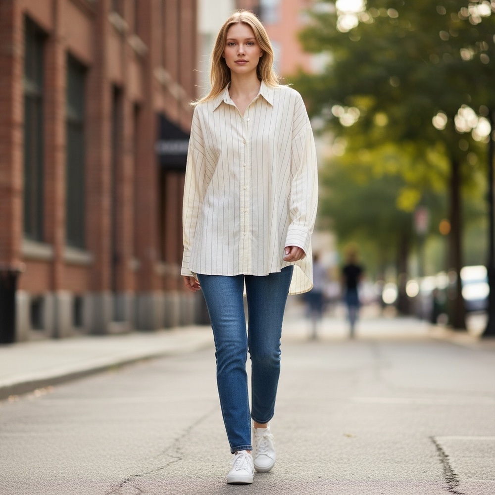 NWT - H&M Striped Button Down - Sz L